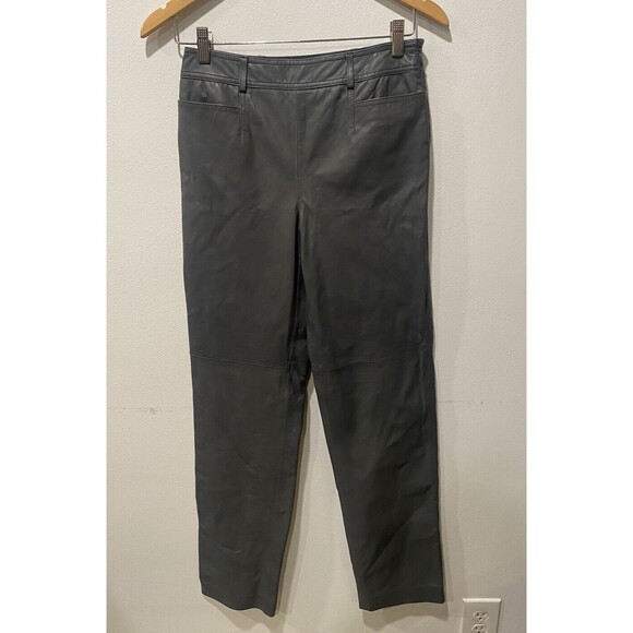 NWT Worth Gray Leather Pants Straight Womens Sze 4 - Picture 1 of 10